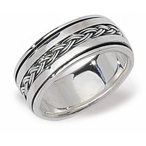 Men's Sterling Silver Spinner Ring Wedding Band Gents 925 Hallmark Sizes R - Z