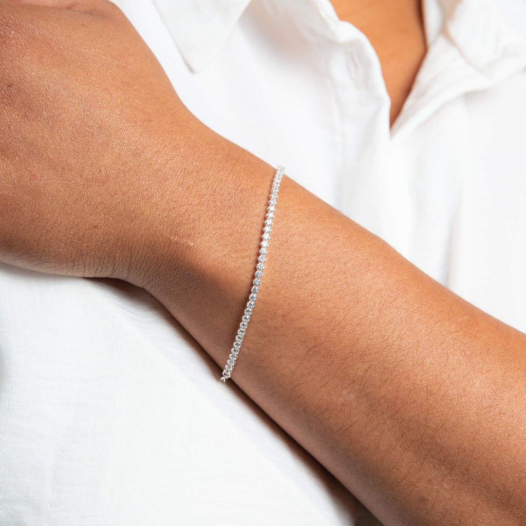 Zircon Cup Chain Bracelet Sterling Silver 925 Hallmarked Brand New Boxed