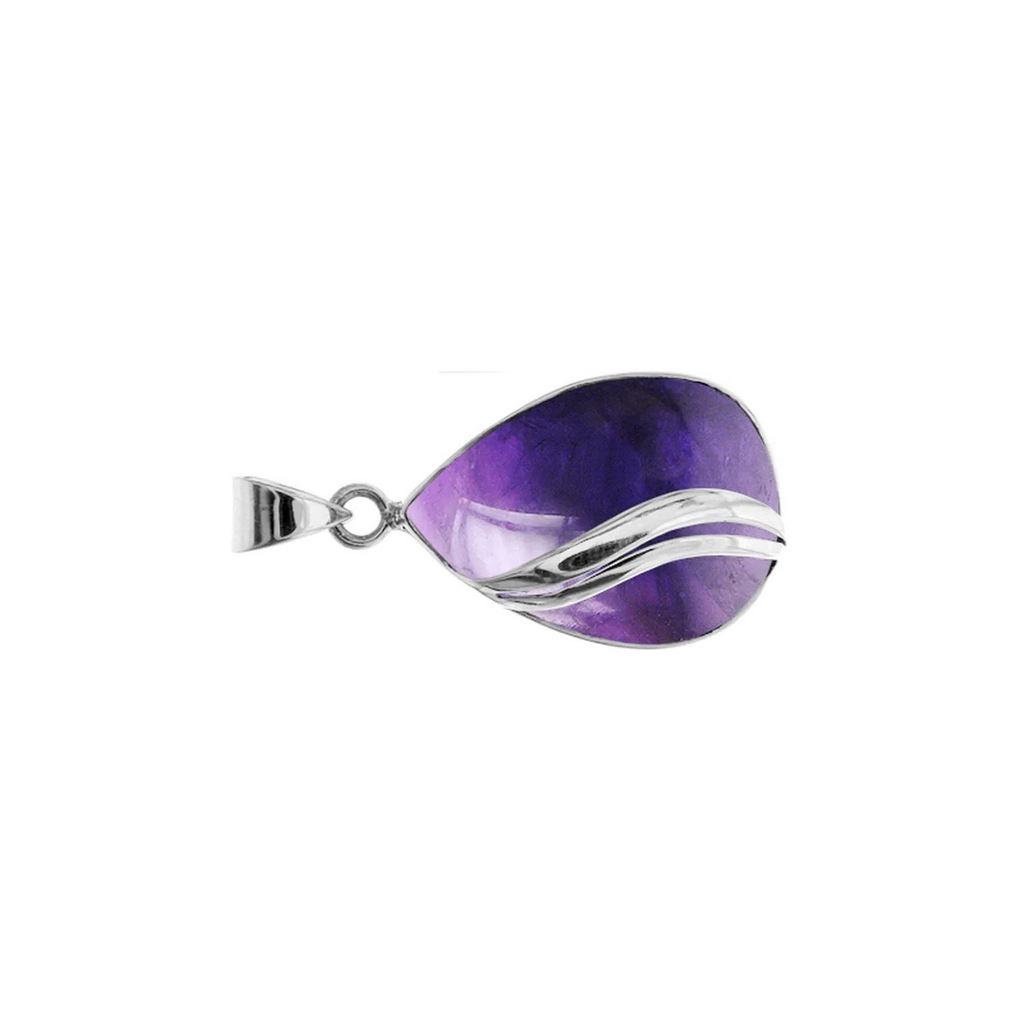 Large Amethyst Teardrop Pendant Sterling Silver 925 Hallmarked All Chain Lengths