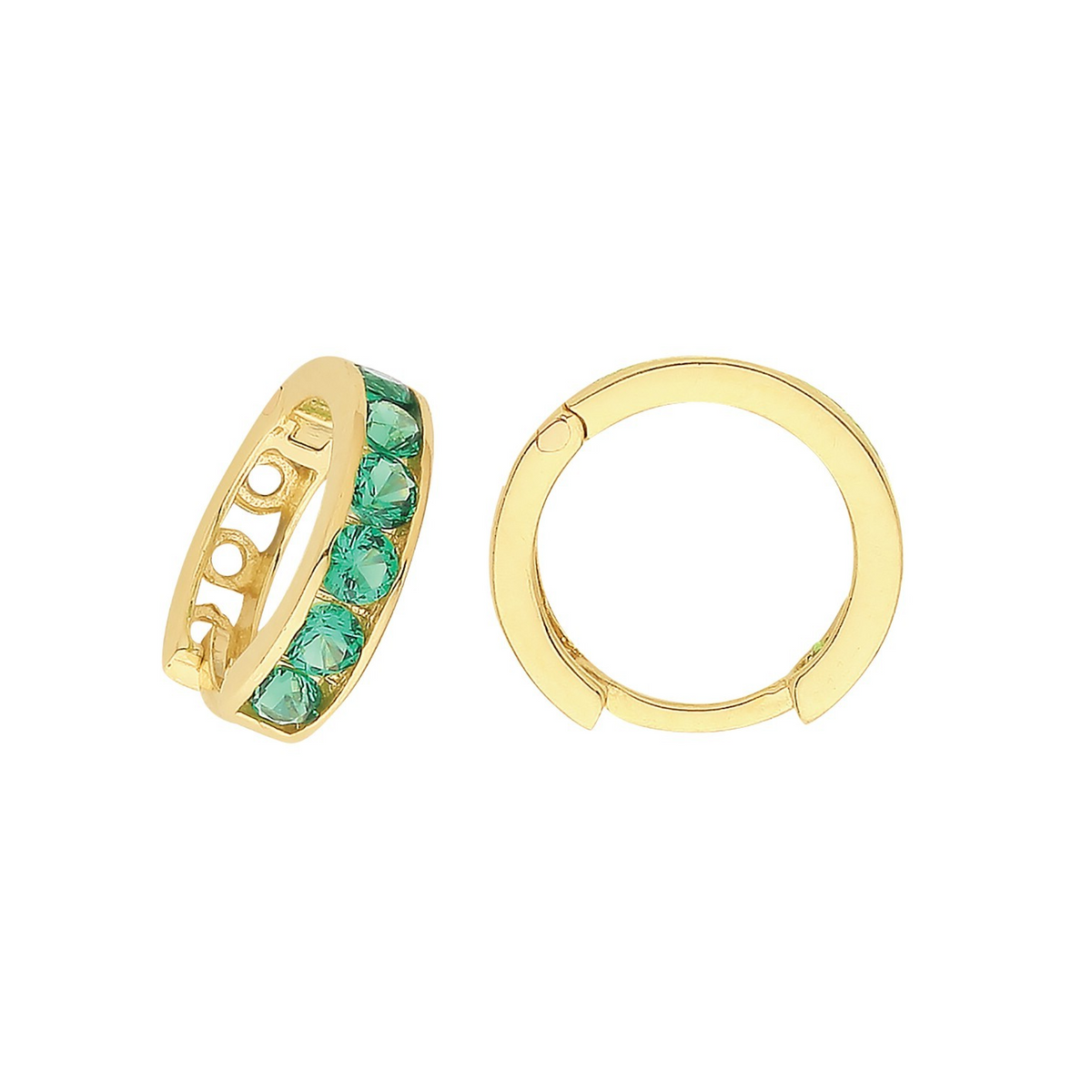 Mens Emerald Huggie Hoop Earring 9ct Yellow Gold 375 Hallmarked Brand New Boxed
