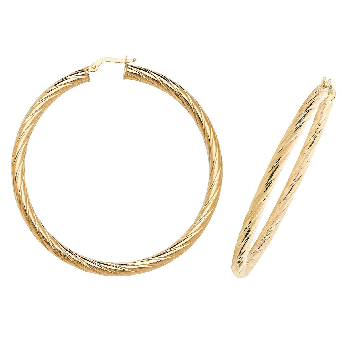 9ct Yellow Gold Woven Hoop Earrings 375 Hallmarked 10mm - 60mm Diameter
