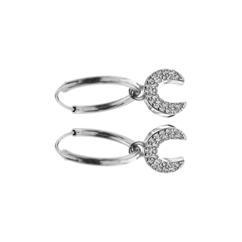 15mm Moon Hoop Earrings Sterling Silver 925 Hallmarked Brand New Boxed