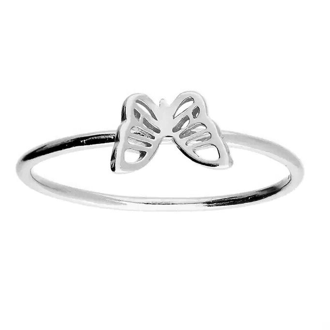 Cut Out Butterfly Ring Sterling Silver 925 Hallmarked British Made Size J - Q
