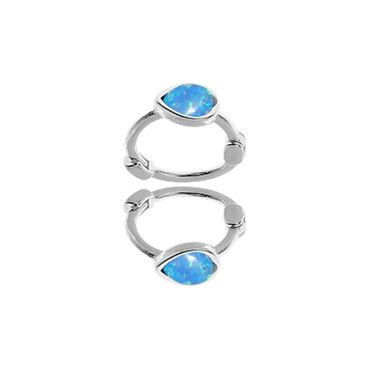 Teardrop Opal Hoop Huggie Earrings Sterling Silver 925 Hallmark Brand New Boxed