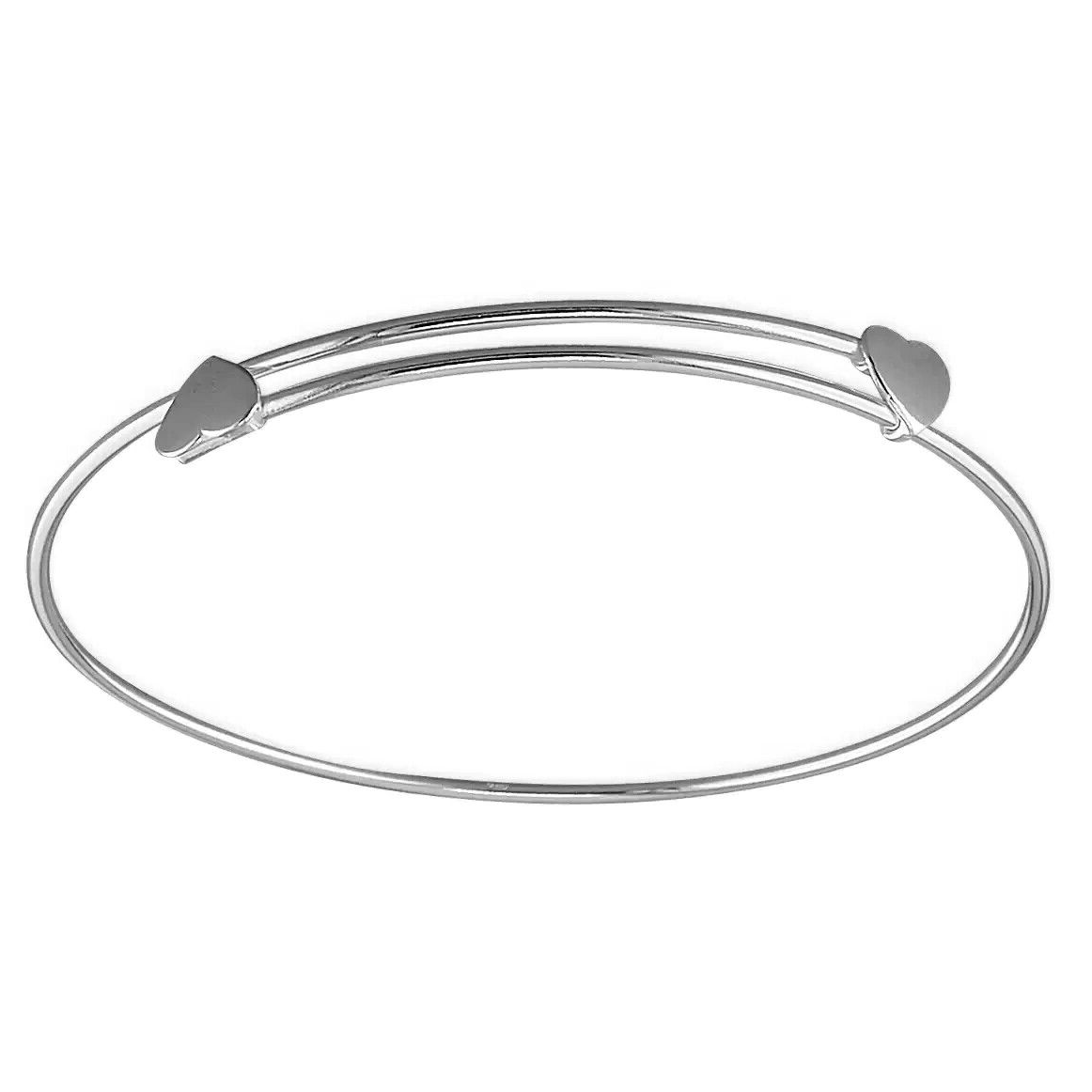 Heart Crossover Bangle Sterling Silver 925 Hallmarked British Made Brand New