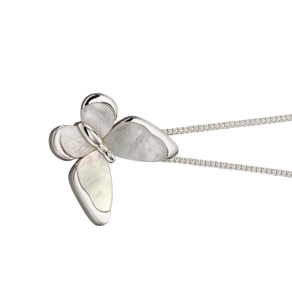 Mother of Pearl Butterfly Pendant Sterling Silver 925 Hallmark All Chain Lengths