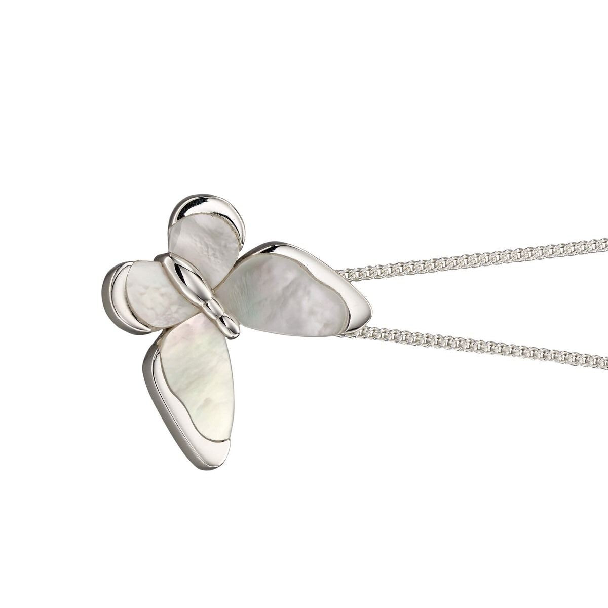 Mother of Pearl Butterfly Pendant Sterling Silver 925 Hallmark All Chain Lengths