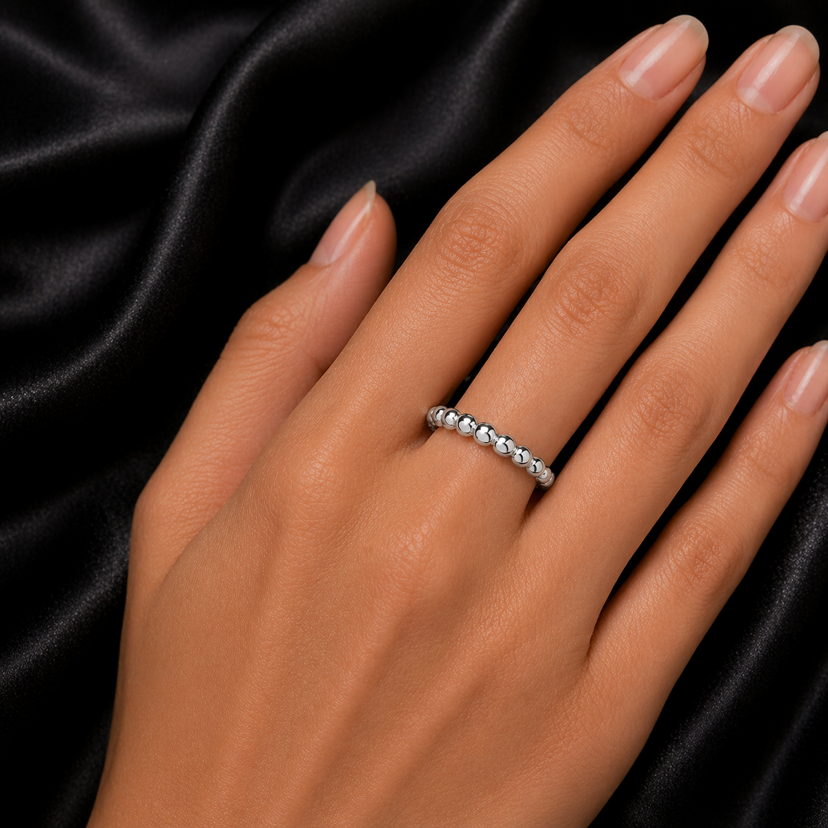 Bobble Ring 9ct White Gold 375 Hallmarked Sizes J - T British Made