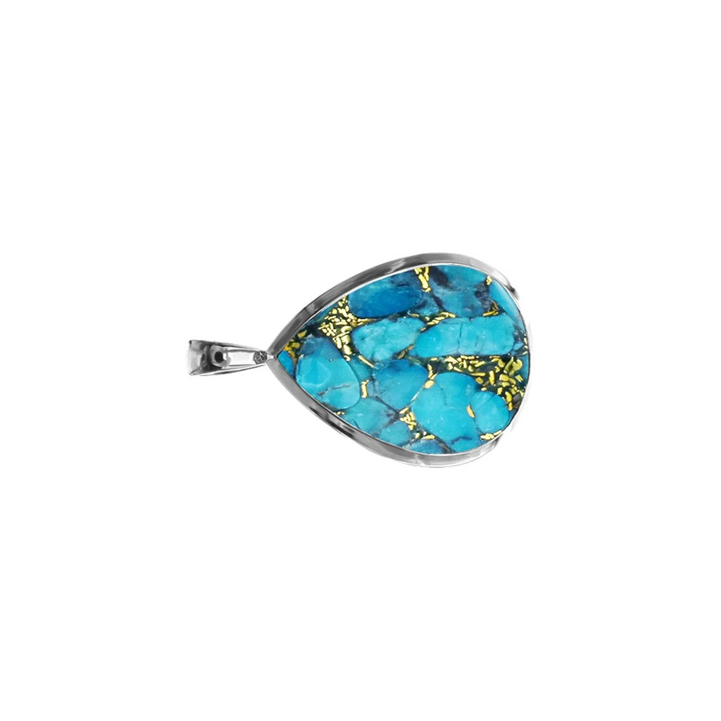 Turquoise Flush Teardrop Pendant Sterling Silver 925 Hallmark All Chain Lengths
