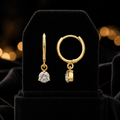 Yellow Gold Gemstone Earrings Drop Hoops Natural Stone 375 9 Carat New Boxed