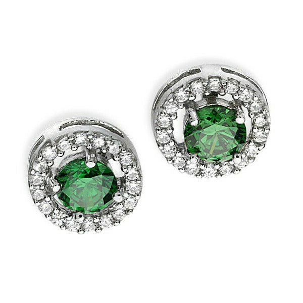 Emerald Gemstone Earrings Solid Sterling Silver 925 Hallmark Brand New Boxed
