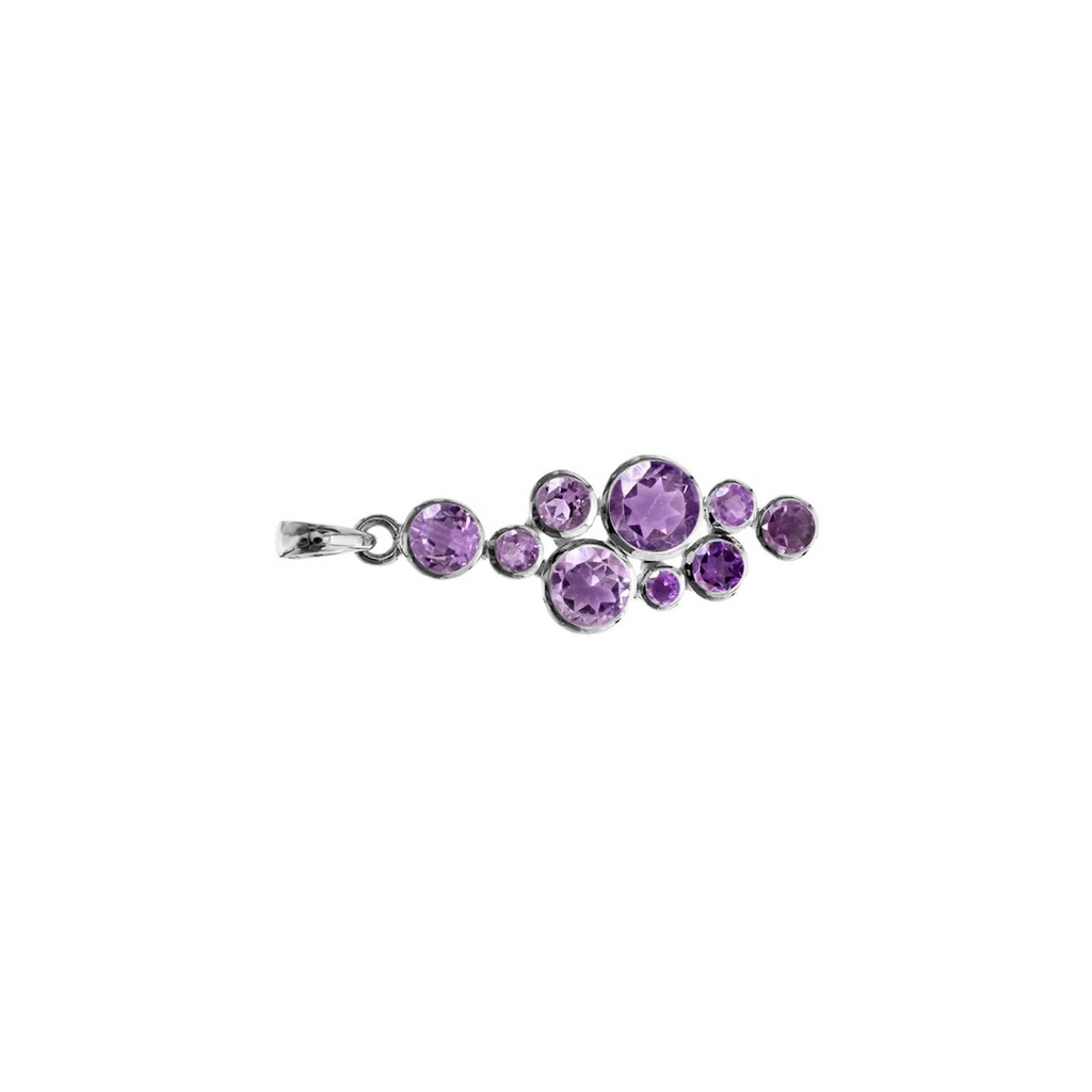 Amethyst Bubble Drop Pendant Sterling Silver 925 Hallmarked All Chain Lengths