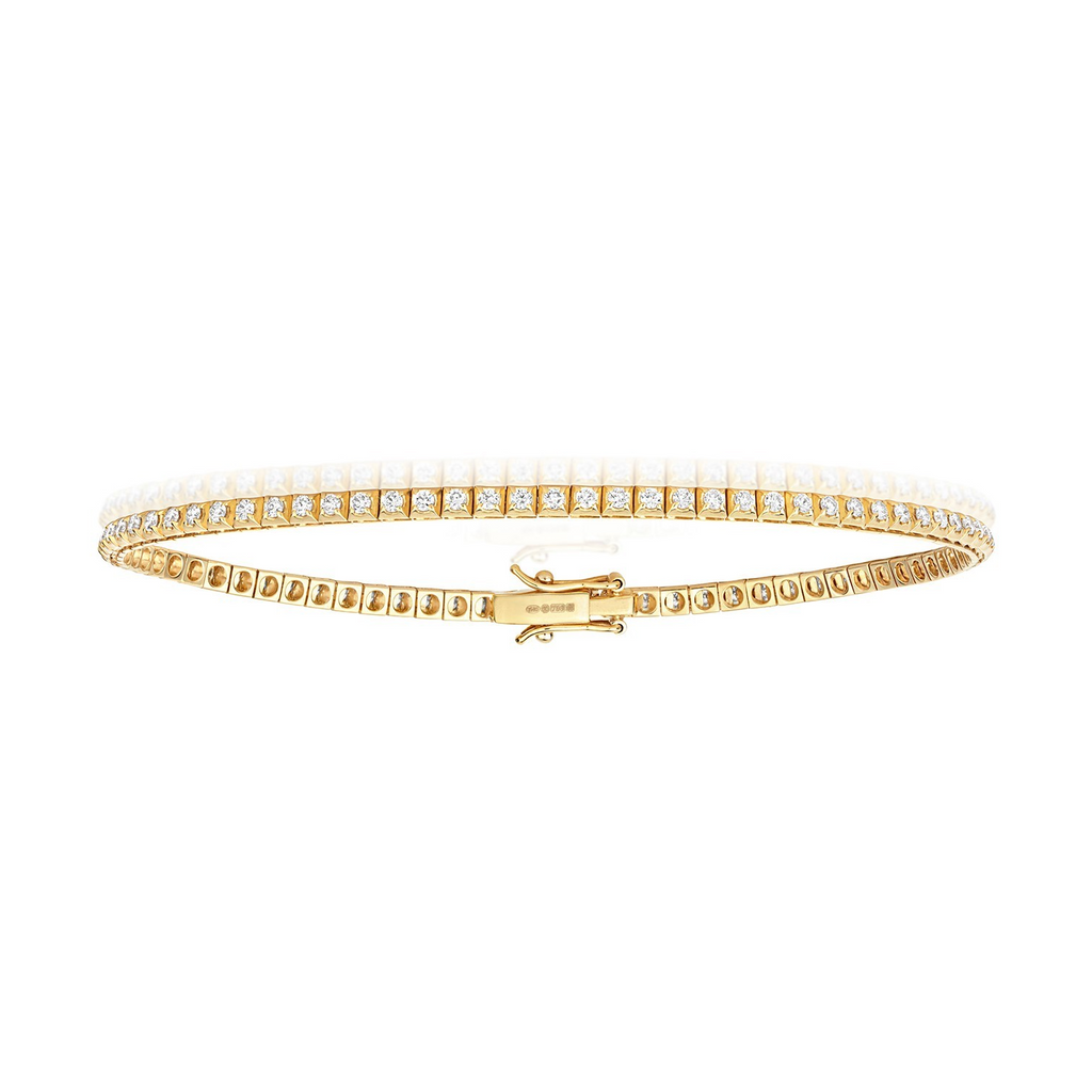 Natural Diamond 18ct Yellow Gold Tennis Bracelet 375 Hallmarked British Made