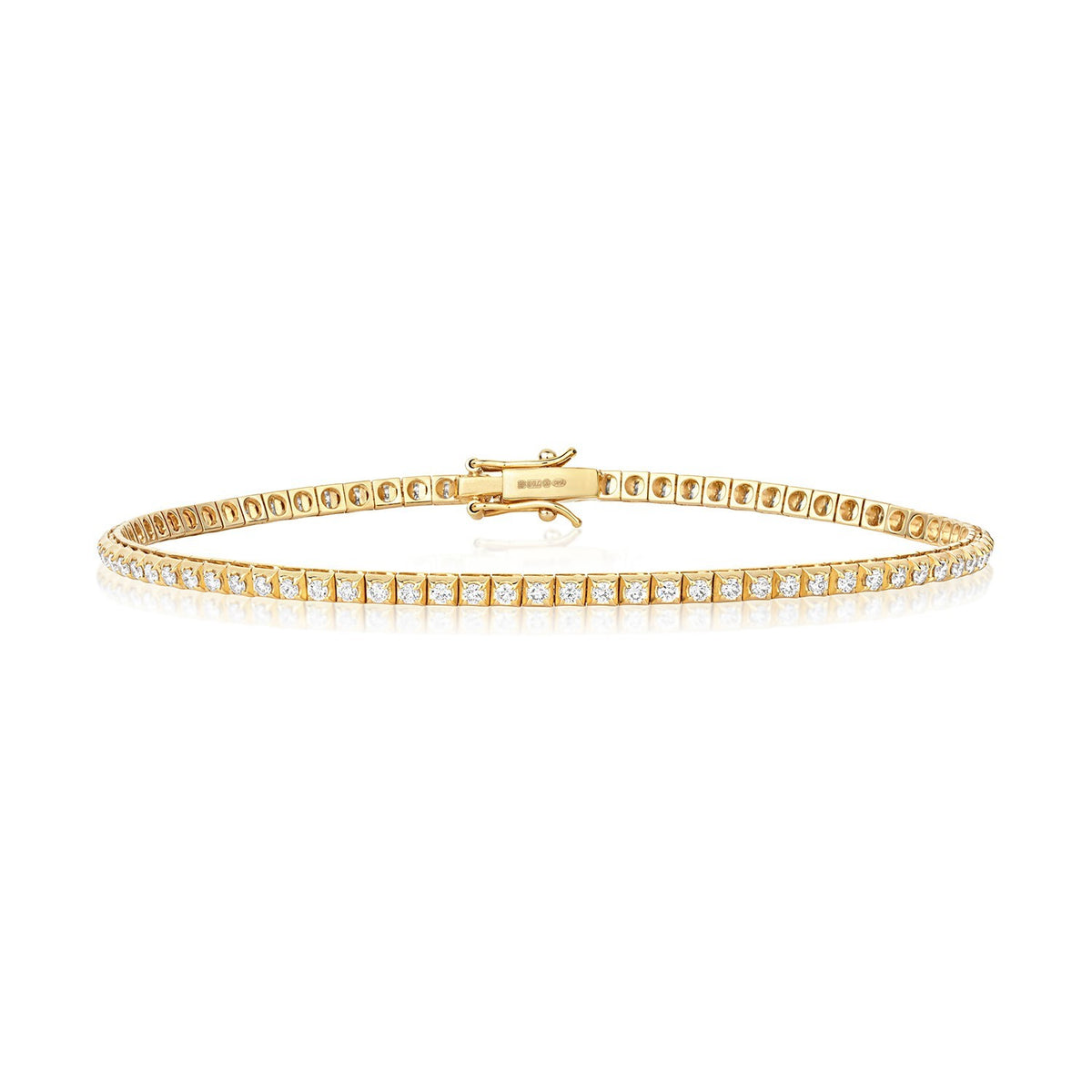 Natural Diamond 18ct Yellow Gold Tennis Bracelet 375 Hallmarked British Made