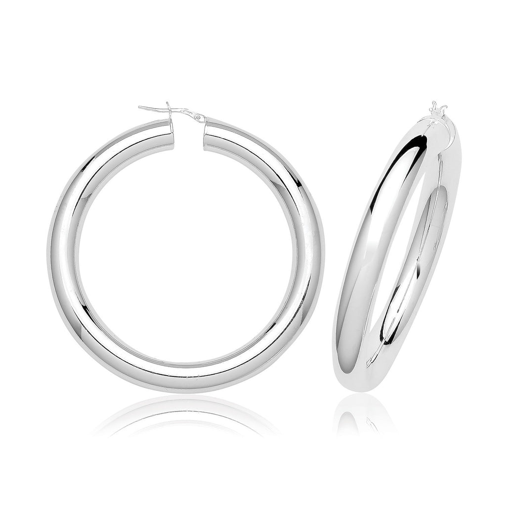 Plain Chunky Sterling Silver Hoops 925 Hallmarked 15mm - 50mm Diameter