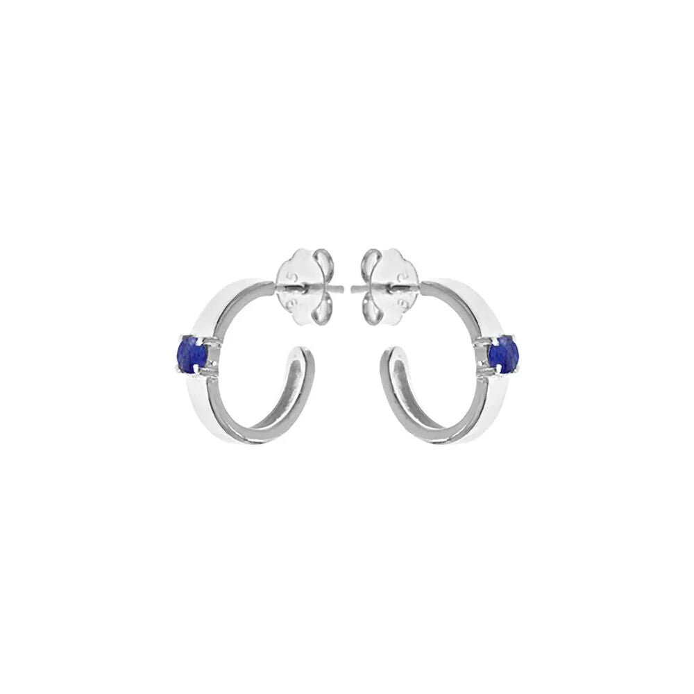 Lapis Lazuli Huggie Hoop Earrings Sterling Silver 925 Hallmarked Brand New Boxed