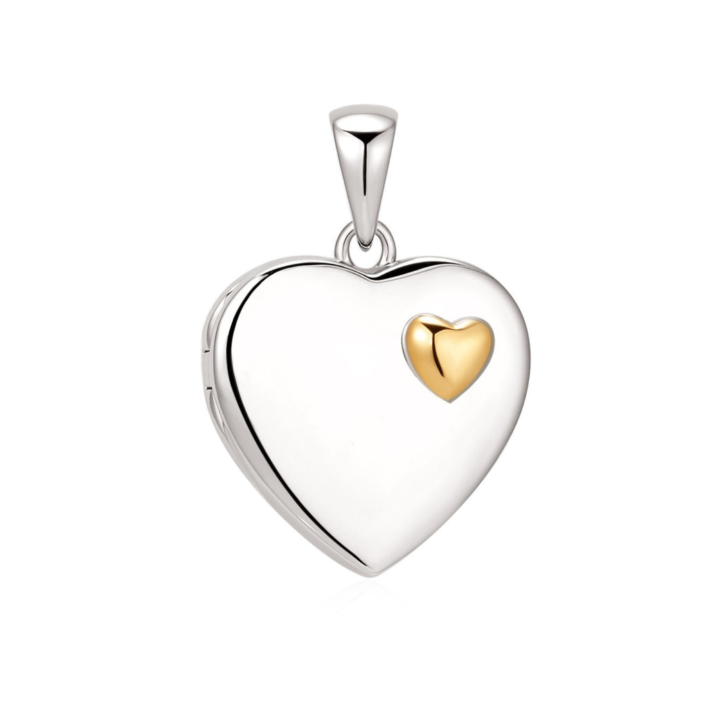 2 Tone Heart Locket 9ct Gold Plated Hallmarked British Made All Chain Lengths