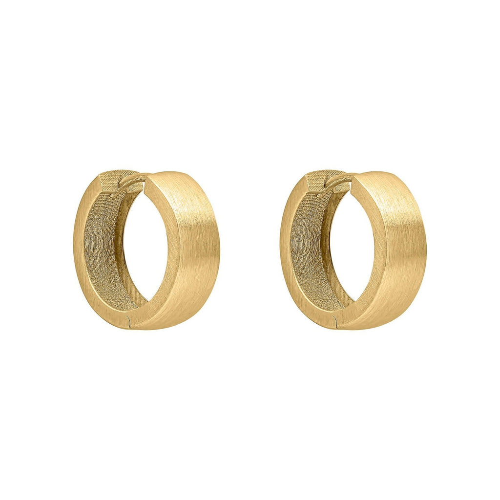 Brushed Chunky Hoop Earrings 9ct Yellow Gold 375 Hallmarked British Made