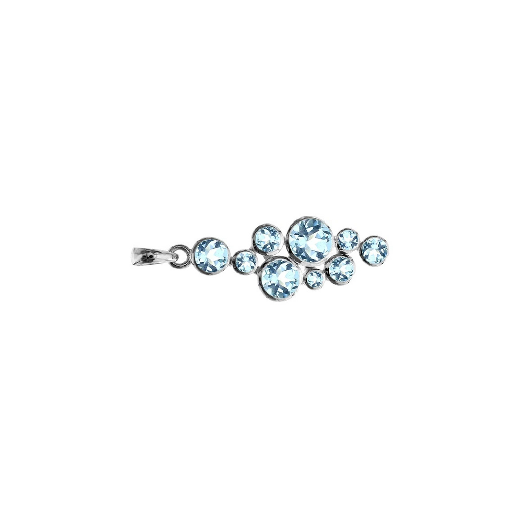 Blue Topaz Bubble Drop Pendant Sterling Silver 925 Hallmark All Chain Lengths