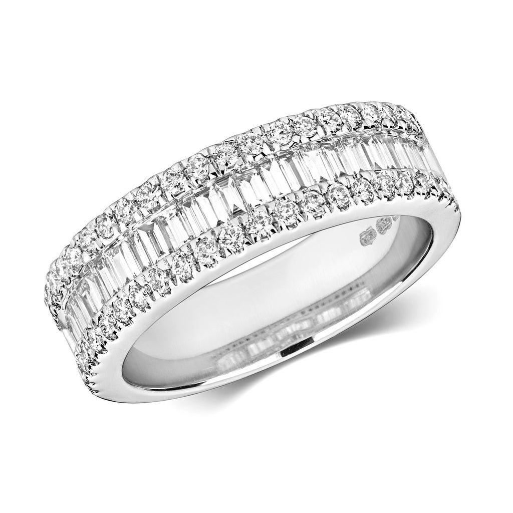 Natural Diamond Statement Eternity Ring 18ct White Gold Hallmarked Sizes J - Q
