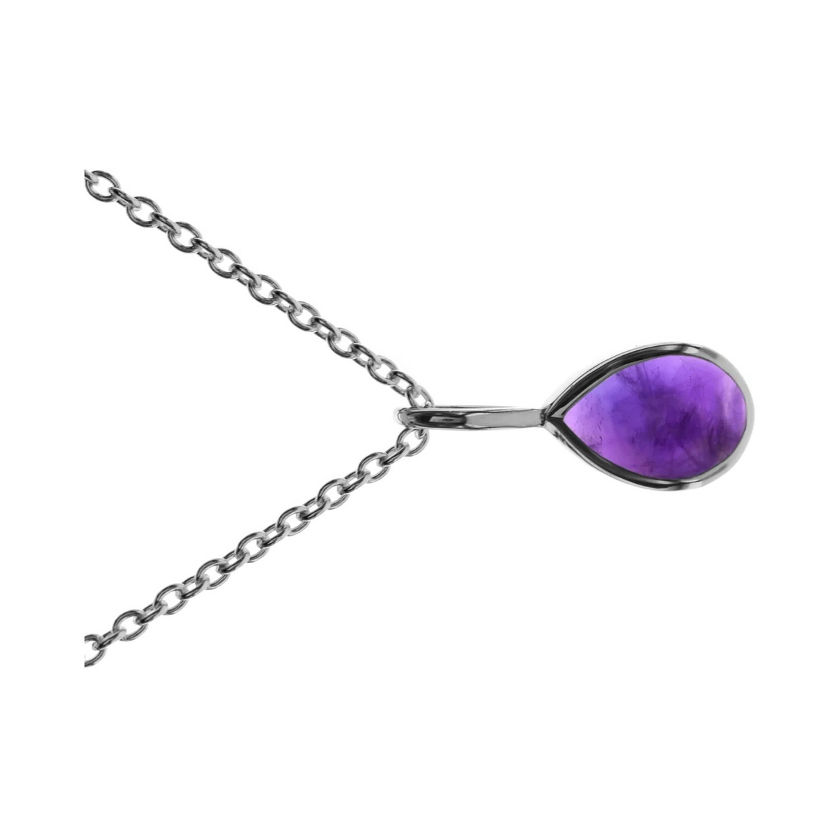 Amethyst Teardrop Necklace Solid Sterling Silver 925 Hallmarked British Made