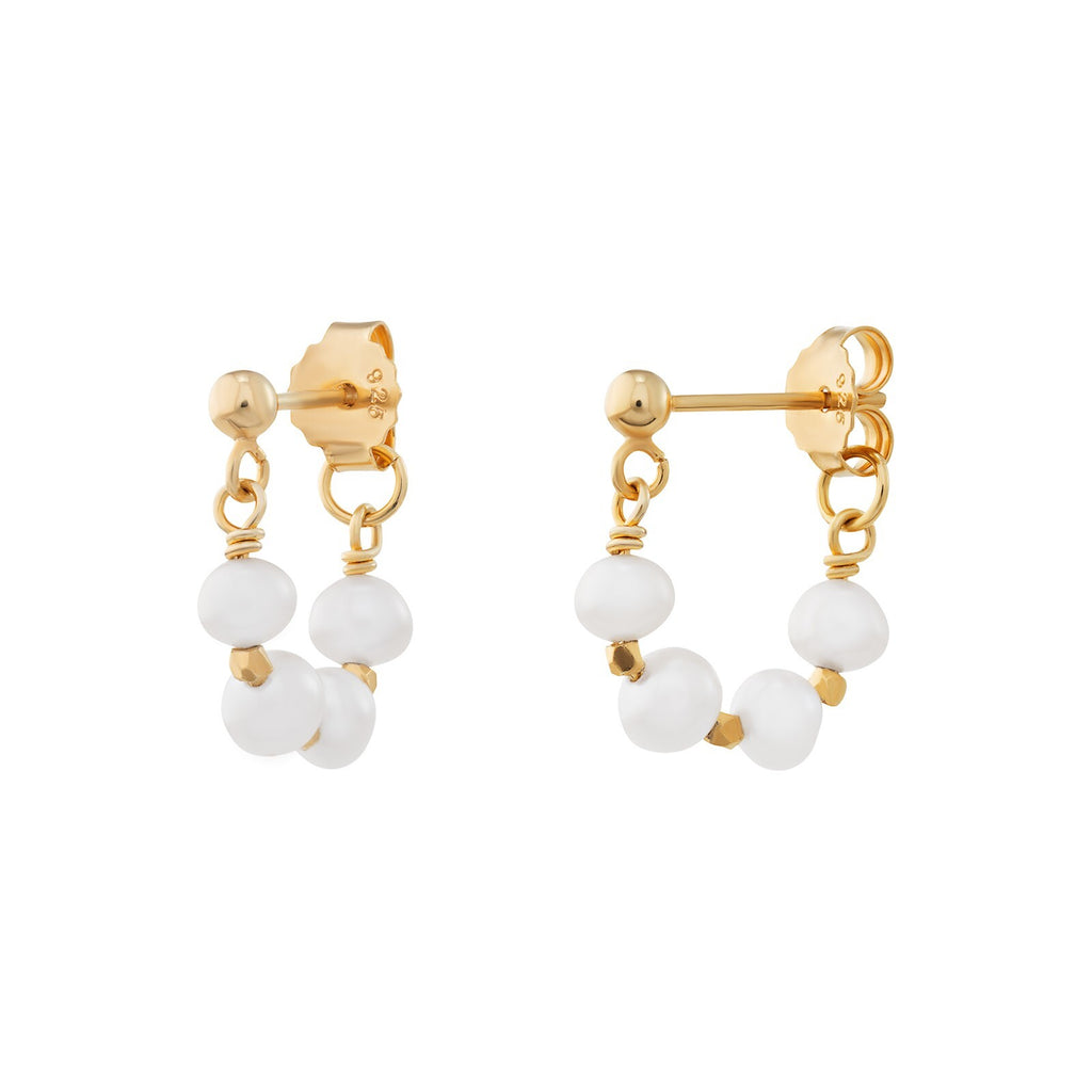 Butterfly Pearl Hoop Earrings 9ct Yellow Gold Plated Hallmarked Brand New
