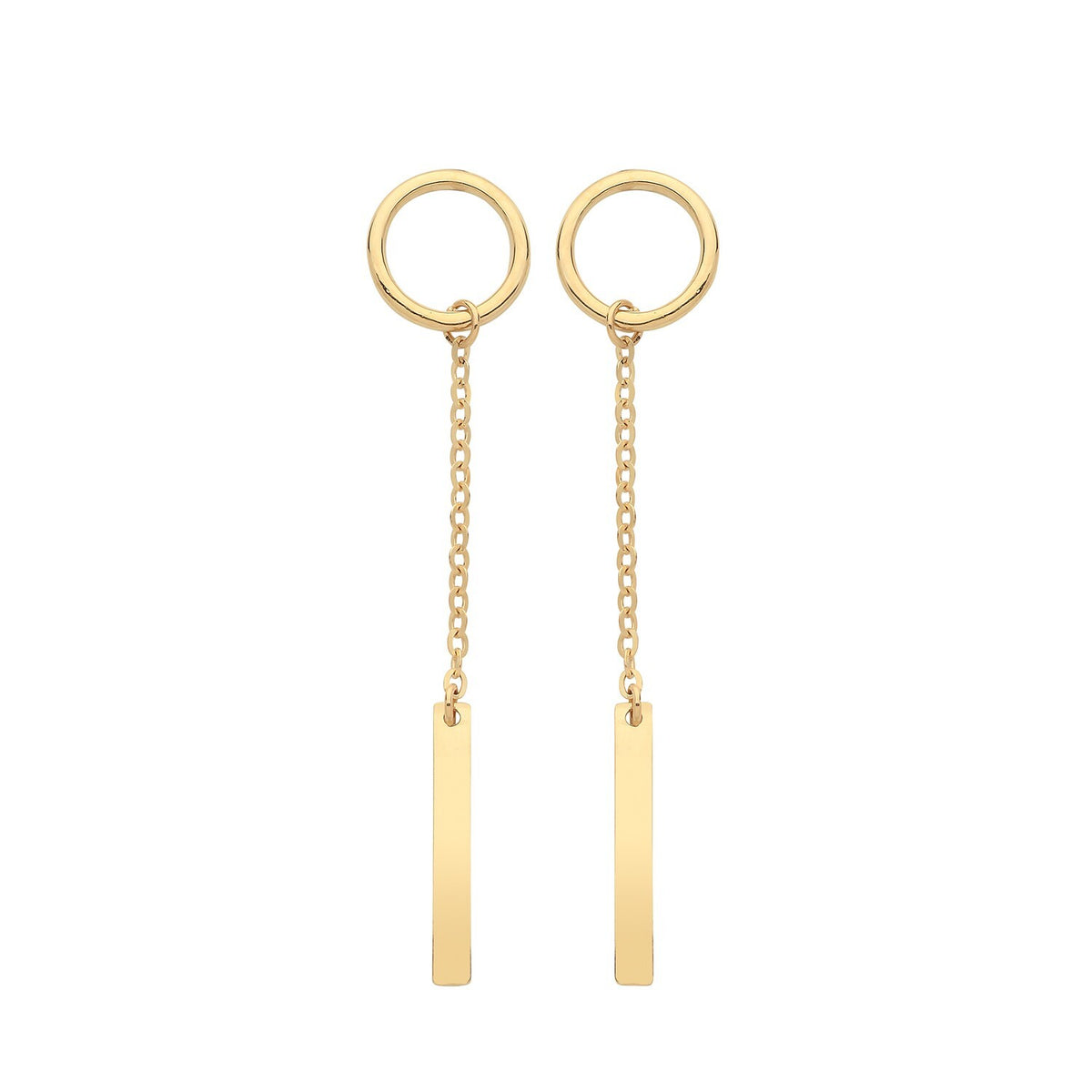 Bar And Loop Chain Drop Earrings 9ct Yellow Gold 375 Hallmarked Brand New Boxed