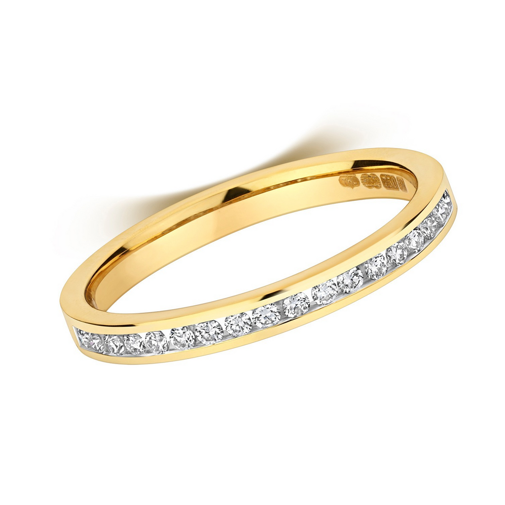 Channel Set Natural Diamond Eternity Ring 18ct Yellow Gold Hallmarked Sizes J-Q