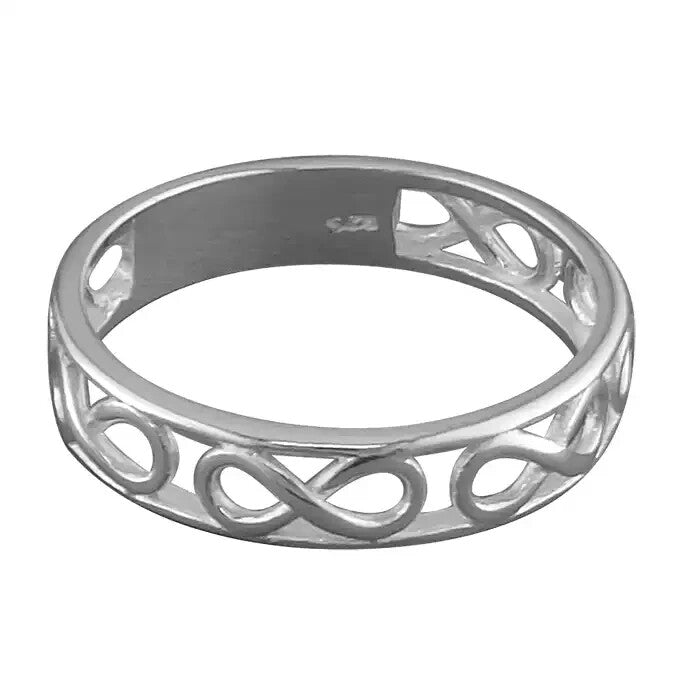 Infinity Symbol Band Ring Sterling Silver 925 Hallmarked British Made Size L - R