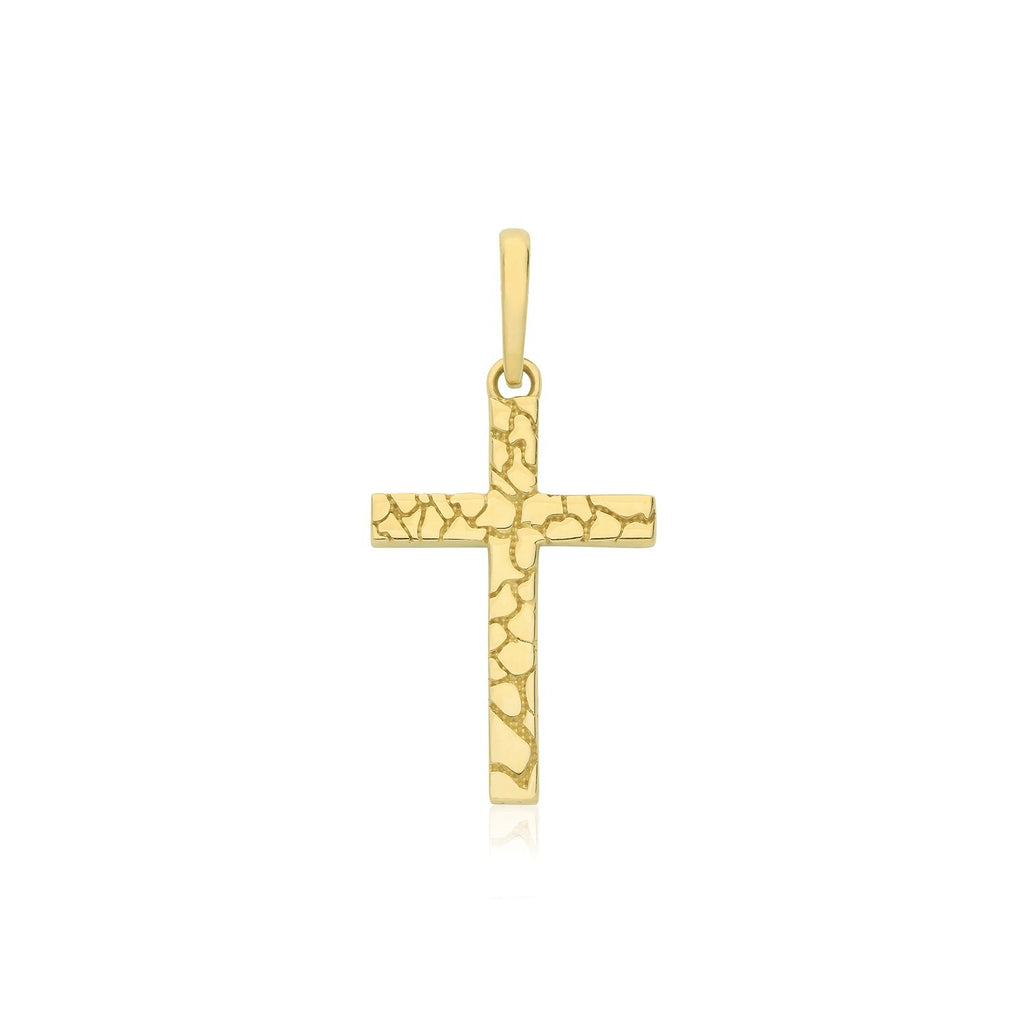 Yellow Gold Grooved Cross Pendant 375 Hallmarked All Chain Lengths British Made
