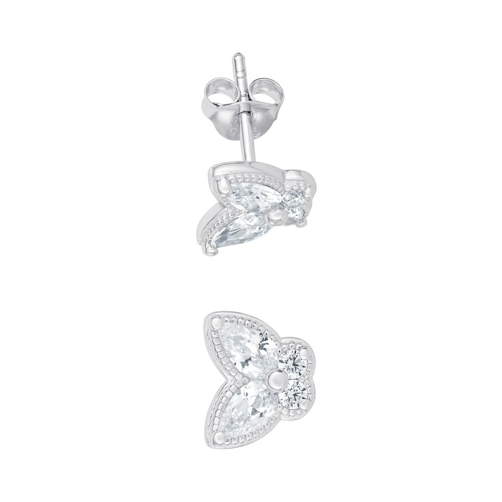 Butterfly Gemstone Stud Earrings Sterling Silver 925 Hallmarked British Made