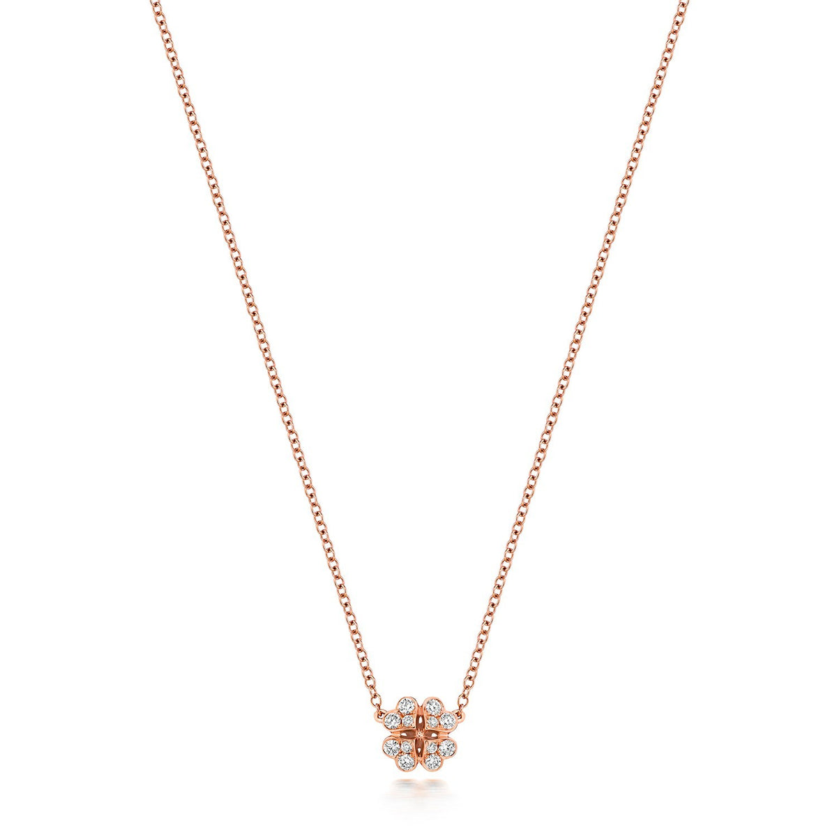 12 Natural Diamond Clover Necklace 18ct Rose Gold Hallmarked British Made