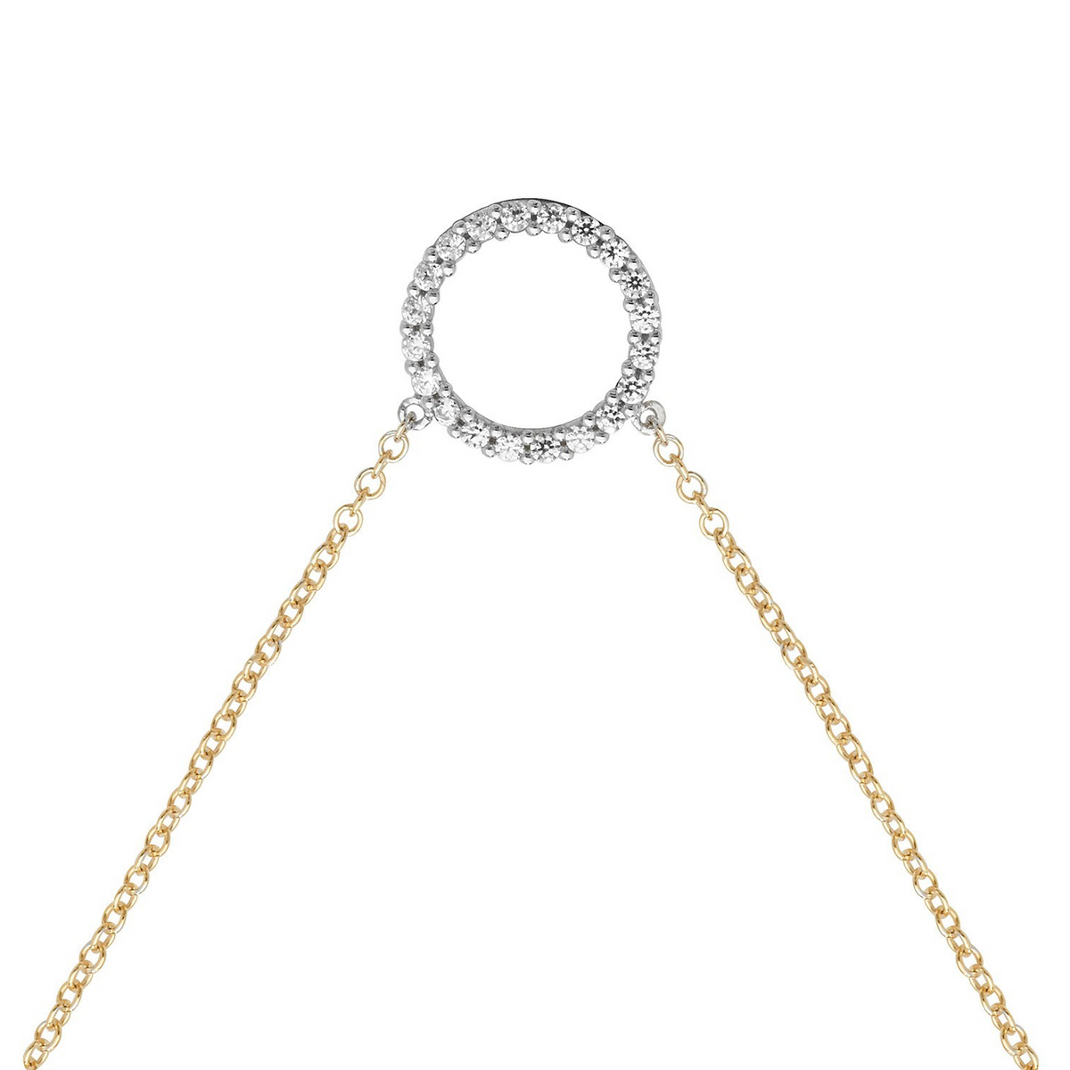 Ladies Pave Open Circle Necklace 9ct Yellow Gold 375 Hallmarked British Made
