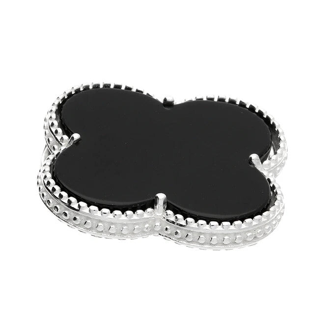 Onyx Quatrefoil Pendant Sterling Silver 925 Hallmarked All Chain Lengths