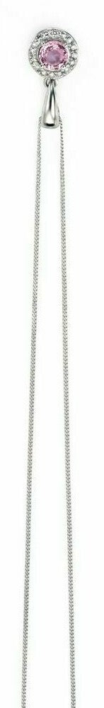 Pink Sapphire and Diamond Pendant 9ct White Gold 375 Hallmarked British Made