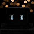 Baguette Natural Aquamarine Stud Earrings Sterling Silver 925 Hallmarked