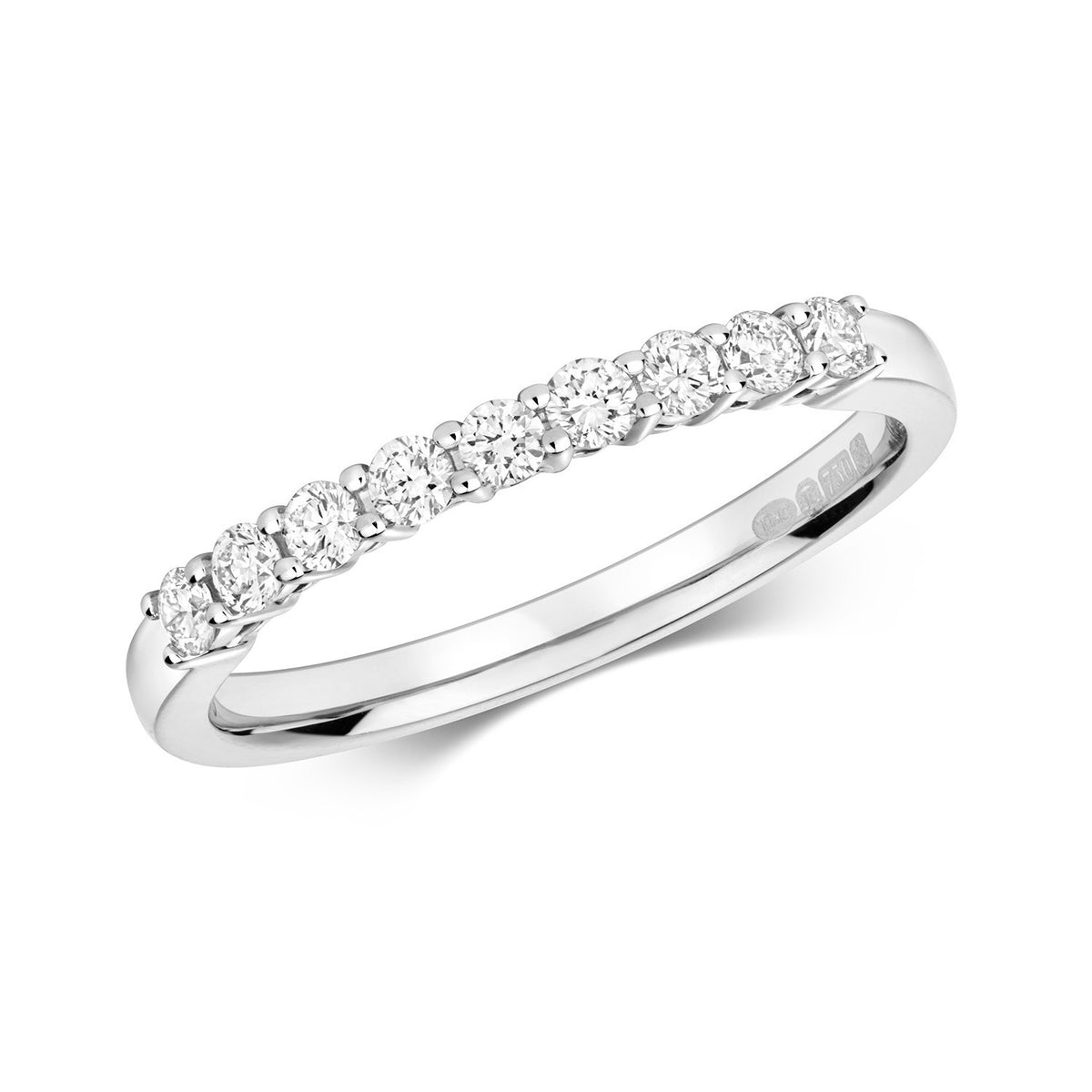 9 Natural Diamond Eternity Ring 18ct White Gold Hallmarked Sizes J - Q