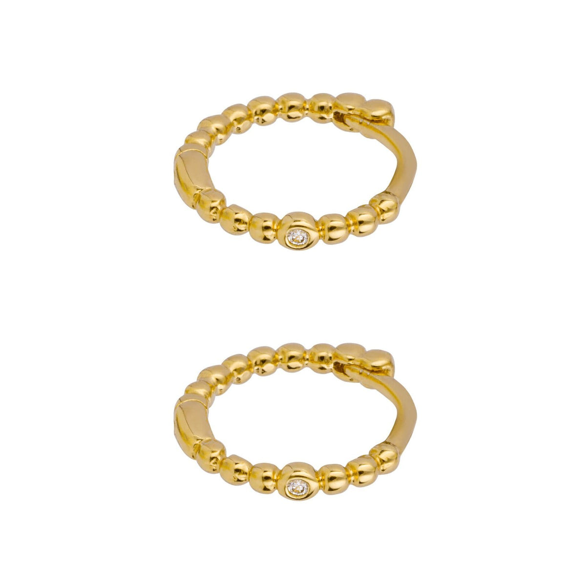 Beaded Zircon Hoop Earrings 9ct Yellow Gold Plated Hallmarked Brand New
