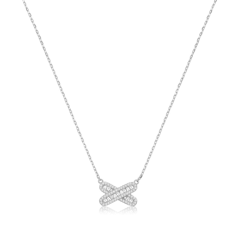 Ladies Baguette Infinity Necklace Sterling Silver 925 Hallmarked British Made