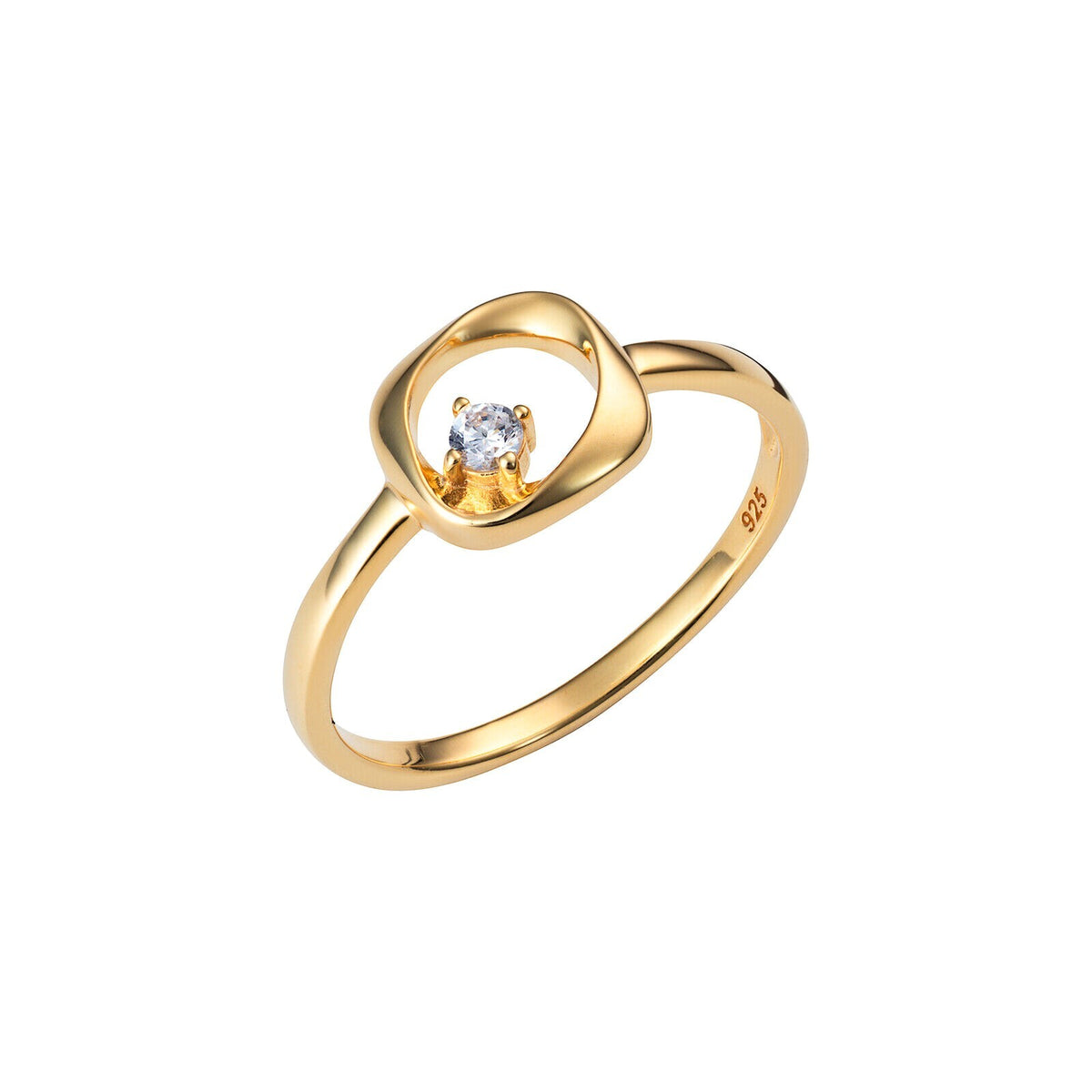 Solitaire Dome Ring 9ct Yellow Gold Plated Hallmarked Size J - R British Made