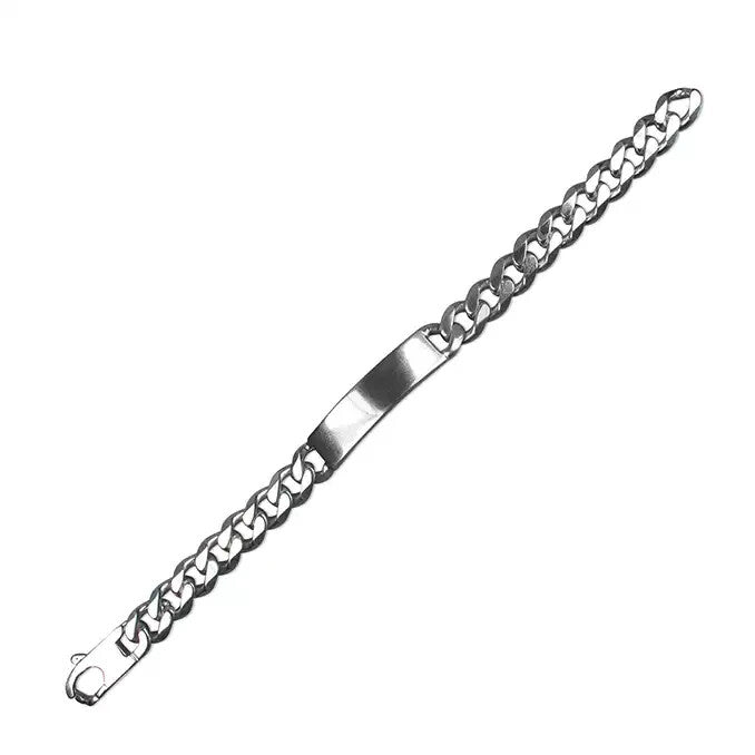 Heavy Gents Solid Sterling Silver ID Curb Chain Bracelet 925 Hallmarked
