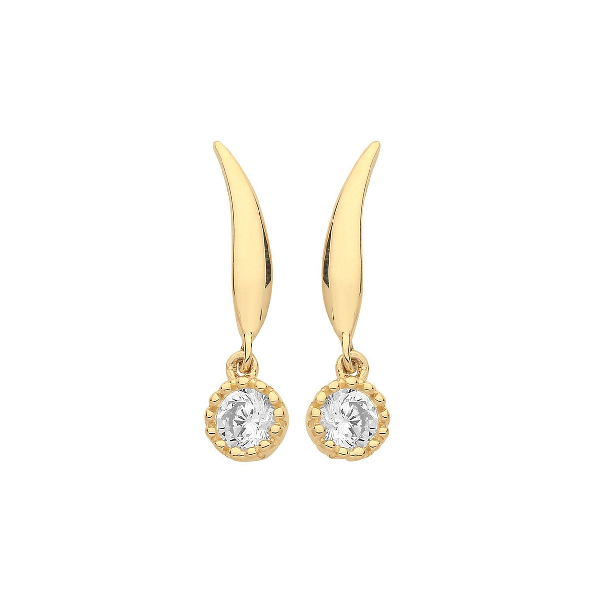 Flush Feather Drop Earrings 9ct Yellow Gold 375 Hallmarked Brand New Boxed