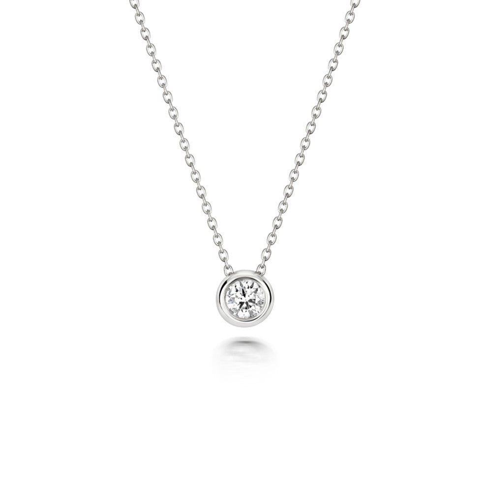 1 Natural Diamond Flush Necklace 18ct White Gold Hallmarked British Made