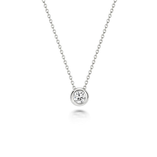 1 Natural Diamond Flush Necklace 18ct White Gold Hallmarked British Made