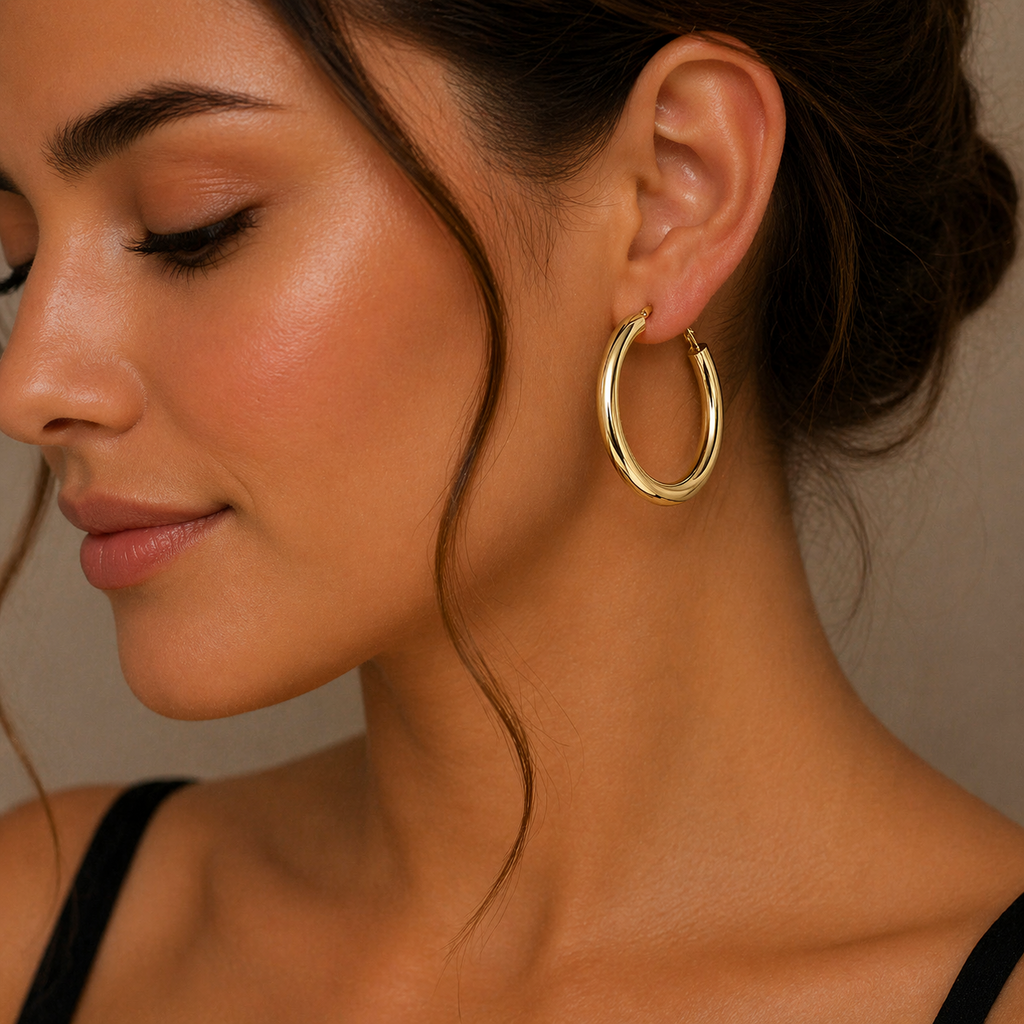 9ct Yellow Gold Hoop Earrings 375 Hallmarked 15mm - 60mm Diameter British Made