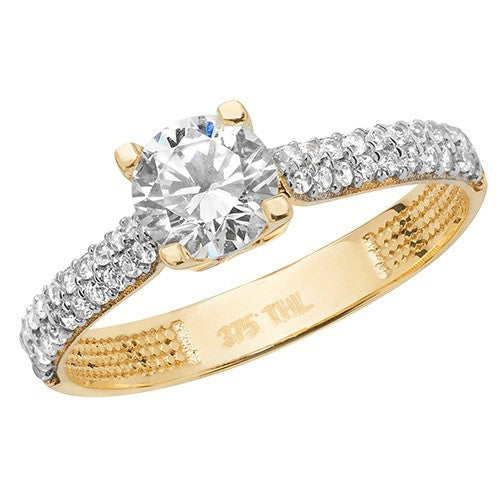 Solitaire Engagement Ring 9ct Yellow Gold 375 Hallmark Sizes J - S British Made