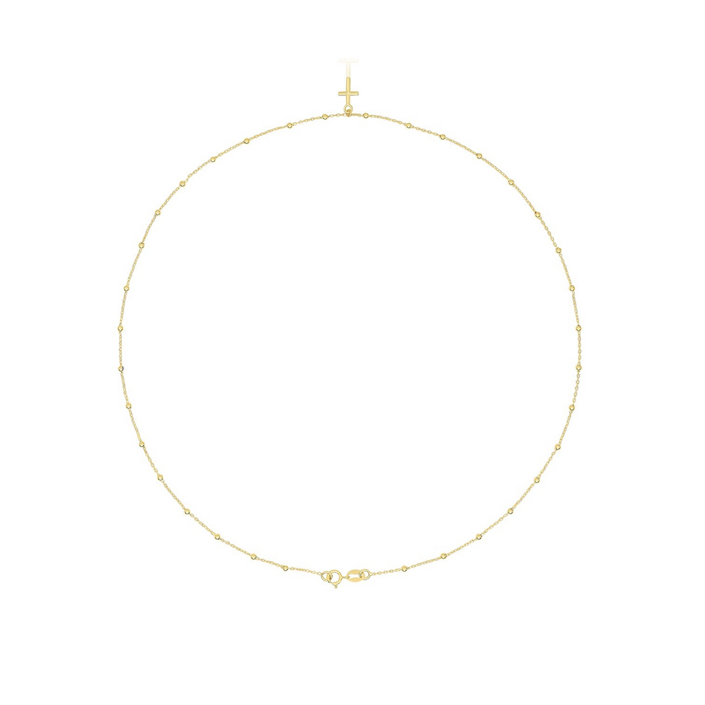 Christian Cross Station Necklace 9ct Yellow Gold 375 Hallmarked British Made