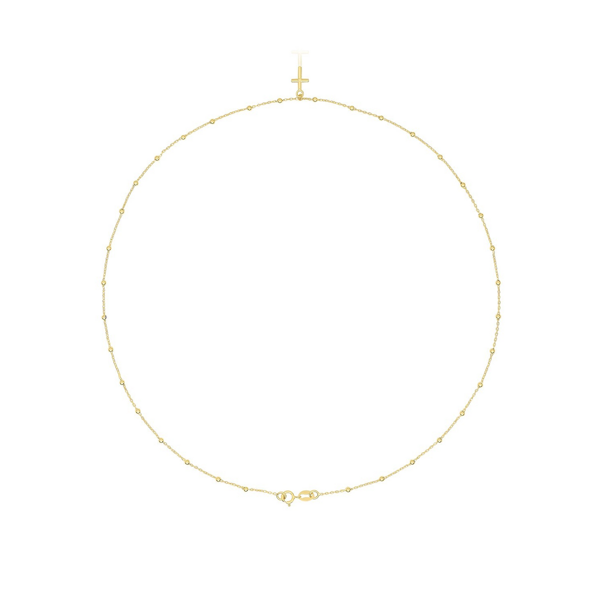 Christian Cross Station Necklace 9ct Yellow Gold 375 Hallmarked British Made