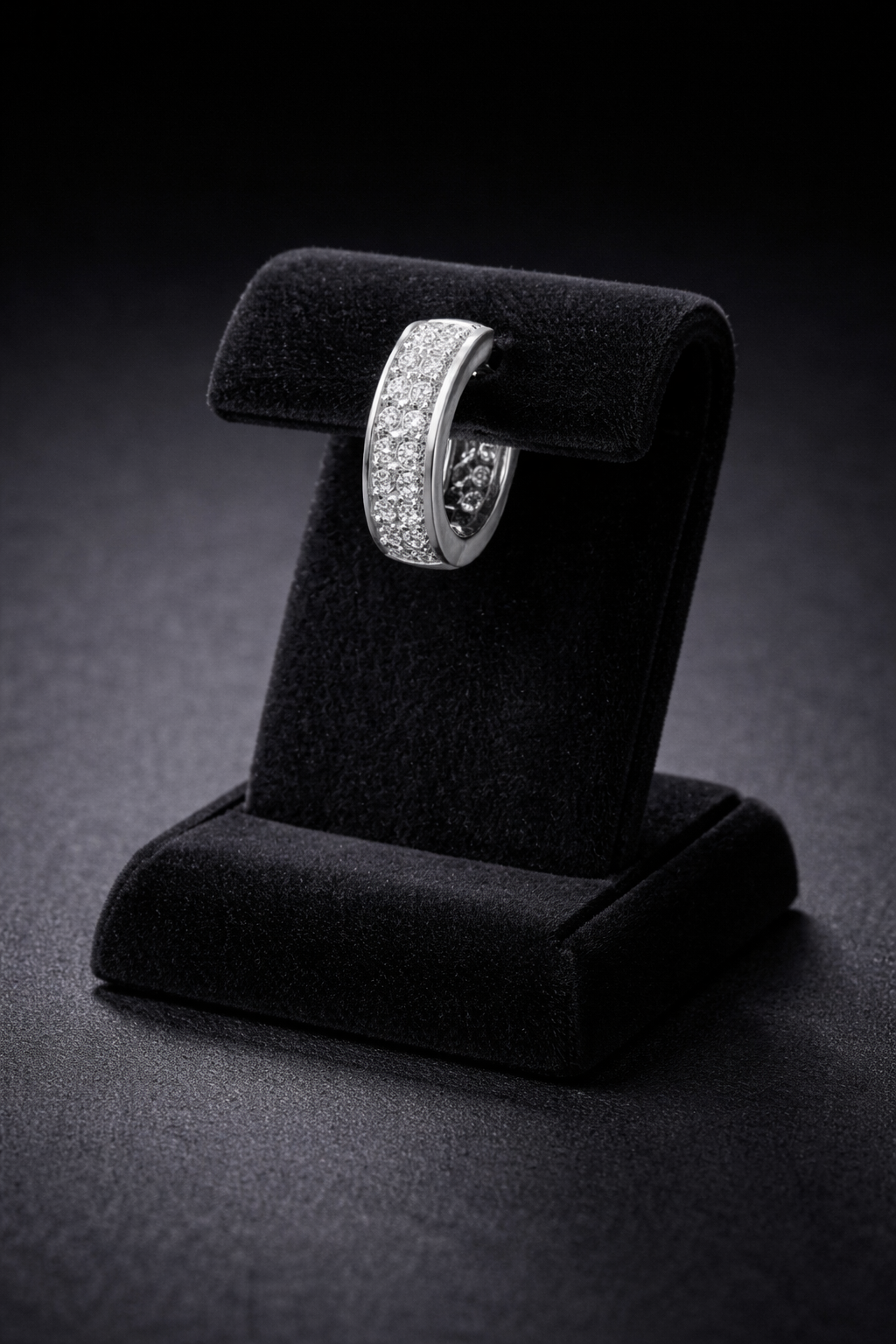 Mens Huggie Hoop Earring Cubic Zirconia Solid Sterling Silver Gents Hallmarked