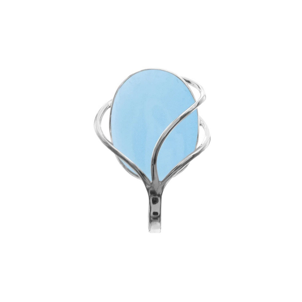 Large Oval Vine Chalcedony Pendant Sterling Silver Hallmarked All Chain Lengths